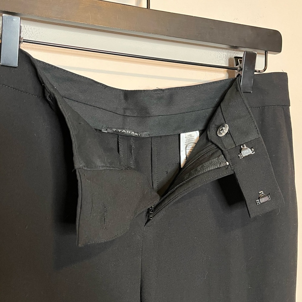 NWT T TAHARI Black Flare Dress Pants Trousers Size 10 minimalist office - Picture 4 of 7